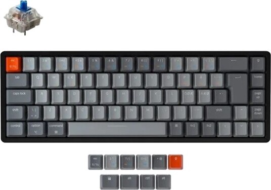 Keychron K6 RGB Aluminium Wireless Hot Swap Gateron Blue   Gamingtastatur   Uten numpad   Nordisk   Svart
