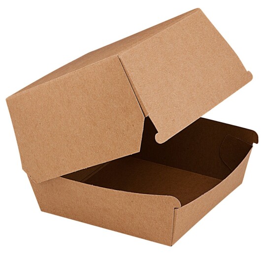 WIMEX Hamburgerboks Hamburgerboks med fettbarriere; 11x11x9 cm (LxBxH); Brun; 50 Stykk / Forpakning WIMEX Hamburgerboks Hamburgerboks med fettbarriere; 11x11x9 cm (LxBxH); Brun; 50 Stykk / Forpakning