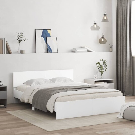 vidaXL Sengeramme med hodegavl hvit 140x190 cm 8721012247147 vidaXL Sengeramme med hodegavl hvit 140x190 cm 8721012247147