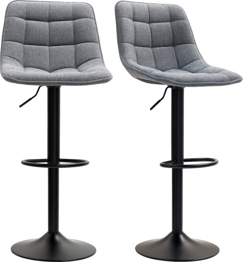 Barstol sett med 2 polstret barstol med ryggstøtte stålramme chenille look høydejusterbare kjøkkenstoler med fotstøtte 360°