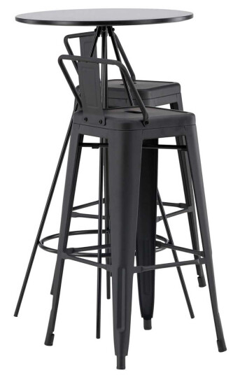 Venture Design Bistro & Tempe bargruppe Svart/svart 2 stoler & bord 60 cm