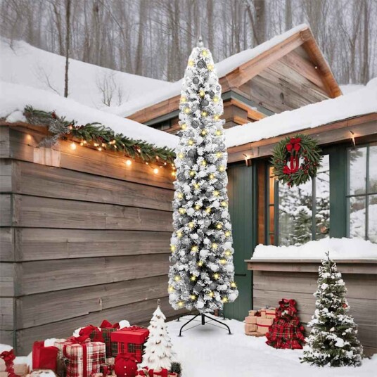Kunstig juletre med 300 LED grønn 240 cm PVC og stål og plast