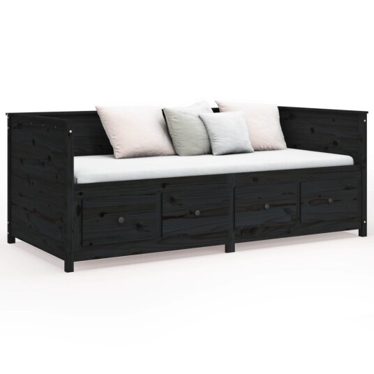 vidaXL Dagseng svart 90x190 cm heltre furu
