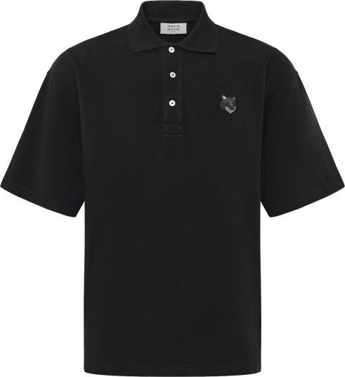 Maison Kitsune Bold Fox Head Patch Oversize Polo   Black   M