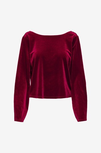 JDY   Topp jdyVictory L/s Velvet Bow   Rød