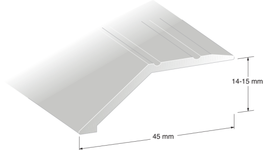 Duri 212702 Nivålist KA5 profil sølv 14 15 x 45 x 1000 mm Byggematerialer