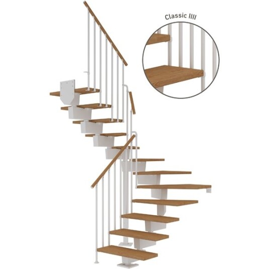 Dolle Dubai U trapp Hvit 9016 classic Iiii oljeret Eik 90 13 Loddret Høyde 238 294cm
