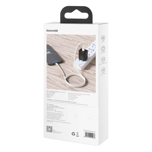 Baseus USB-C til Lightning Kabel 20W PD 1m Hvit