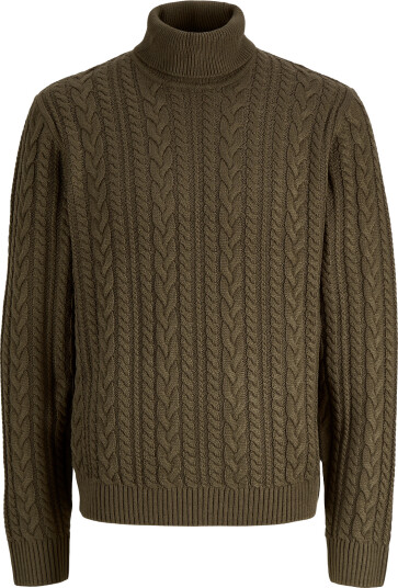 Jack & Jones Jprblucallum Cable Knit Roll Neck Khaki green M