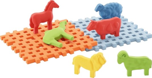 Marioinex Mini Waffle Byggeklosser Dyr 6 Figurer 2 Baseklosser 3+ År