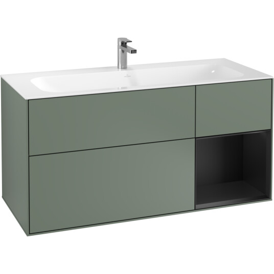 VILLEROY & BOCH FINION SERVANTSKAP 120 OLIVEN MATT LAKK EMOTION-LYS, HØYRESTILT SVART MATT HYLLE
