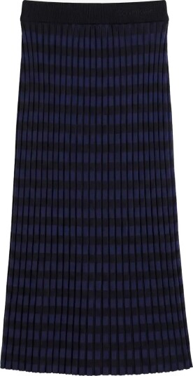 Calvin Klein Checkered Plaid Rib Skirt ESTATE BLUE S