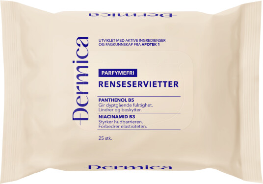 Dermica renseservietter uten parfyme 25 stk