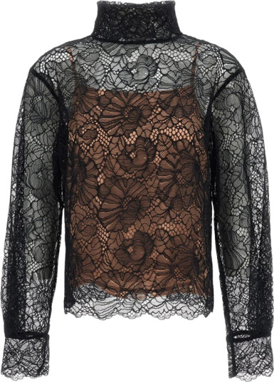 ROTATE Lace Long Sleeve Blouse Black 38