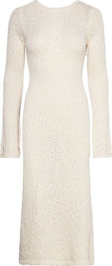Gina Tricot Knitted Bouclé Dress - White - XL