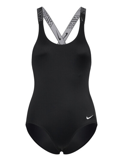 NIKE SWIM Nike Logo Tape Crossback One Piece - Black - 120-130 NIKE SWIM Nike Logo Tape Crossback One Piece - Black - 120-130