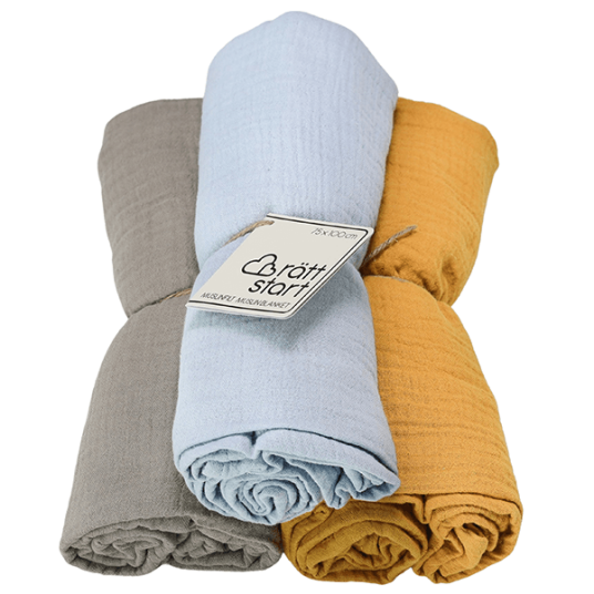 Rätt Start  Bomulls teppe  3pk.  75 x 100 cm  Beige Blå Gul