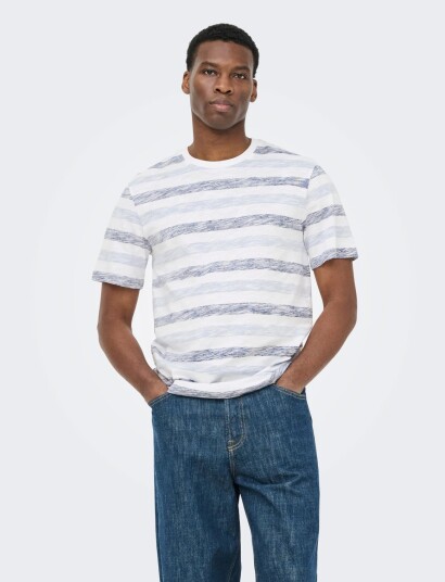 ONLY & SONS Onsmathi Reg Ss Slub Tee - White - XS