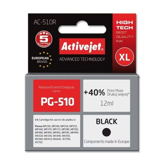 Original blekkpatron Activejet AC-510R Sort
