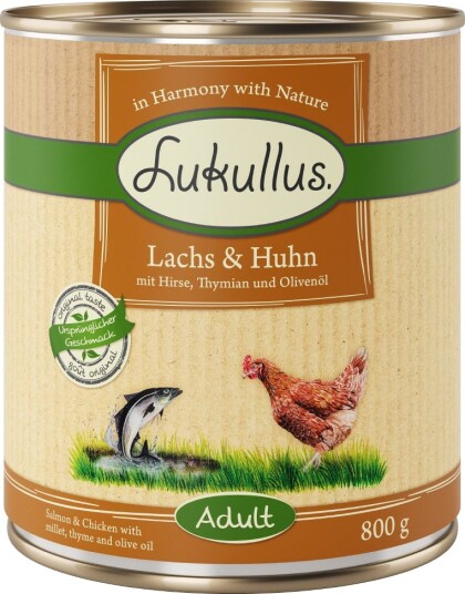 Lukullus Våtfôr Naturkost Laks & Kylling 24 X 800 G