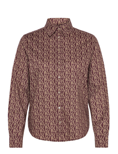 GANT Reg G Print Cot Voile Shirt - Burgundy - 38 GANT Reg G Print Cot Voile Shirt - Burgundy - 38