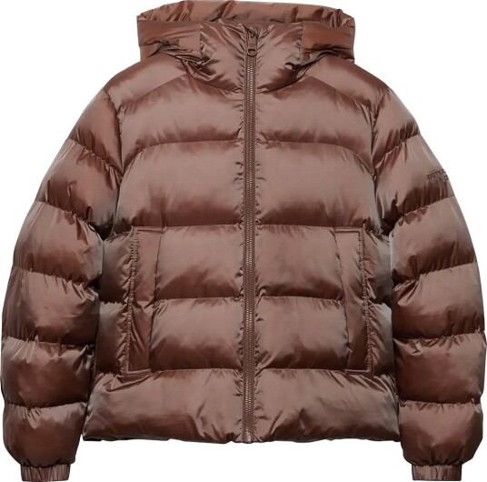 Superdry Hooded Shine Puffer Jacket   NUTMEG SPICE BROWN SHEEN   14