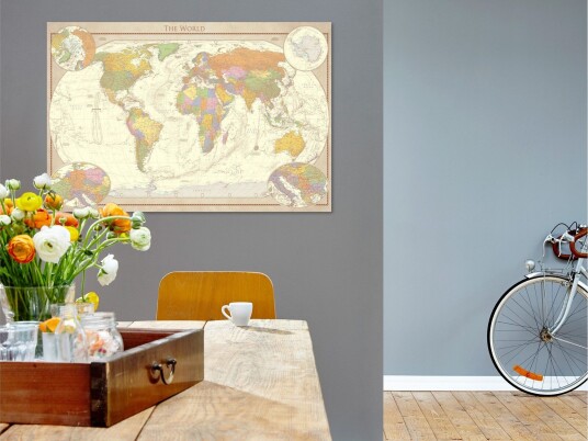 Tavle Cream World Map 120X80 Artgeist sp. z o. o.