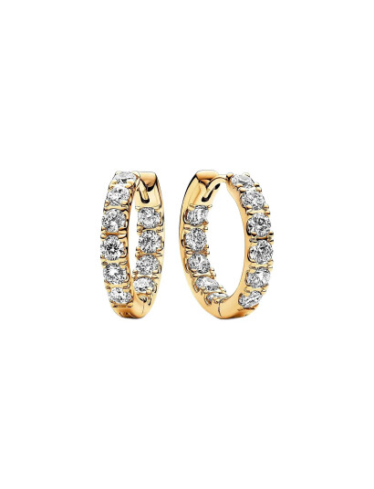 PANDORA 14K Gold Plated Hoop Earrings With Clear Cubic Zirconia Guld One Size
