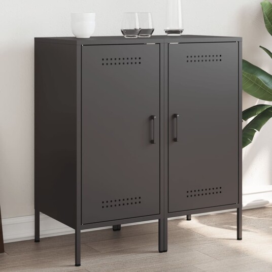 Oppbevaringskap 2 stk svart 36x39x79 cm kaldvalset stål