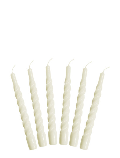 Kunstindustrien Twisted Candles, 6 Piece Box - Cream - ONE SIZE