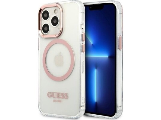 Guess Guhmp13lhtrmp Iphone 13 Pro / 13 6,1" Rožinis/Pink Hard Case Metal Outline Magsafe