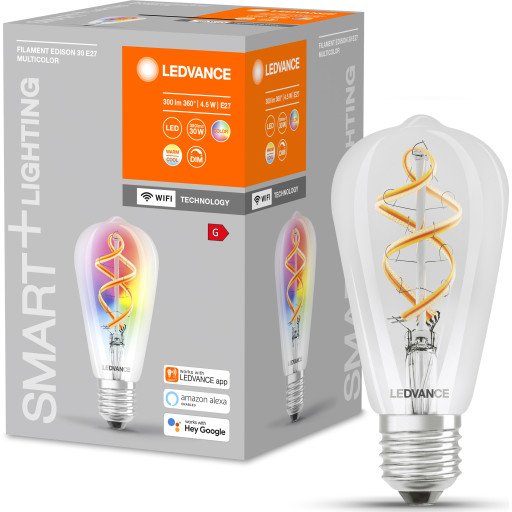 Ledvance Smart+ Edison 4,5W RGBW klar filament E27 WiFi