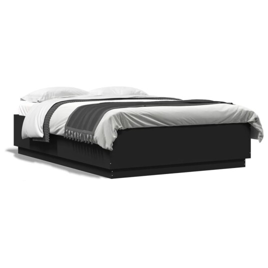 Sengeramme med LED-lys svart 160x200 cm konstruert tre 8721012273337