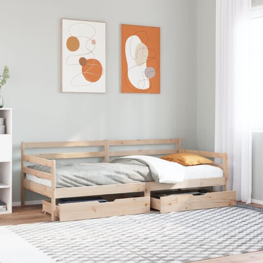  Dagseng med skuffer hvit 80x200 cm heltre furu