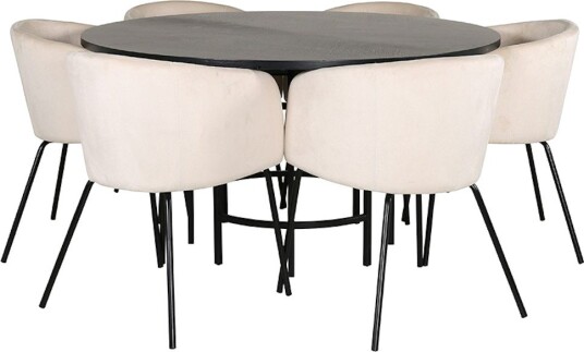 Spisegruppe furniture/fashion Copenhagen Ø140 cm med 6 Berit Stoler