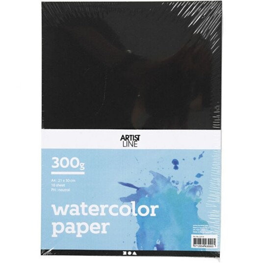 Akvarellpapir A4 / 230 gr. - Sort 10 ark Akvarellpapir A4 / 230 gr. - Sort 10 ark