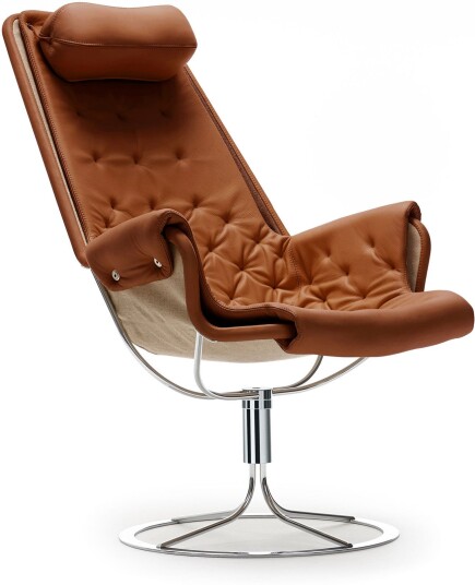 Dux Dux Jetson Lenestol Bærestoff Lin 21 Leather Dakota 24 Cognac Lenestoler Bruno Mathsson Brun Lær/naturlig Materiale/metall/syntetisk