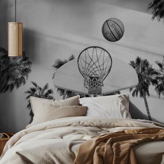 Tapet   Basketballkurv og palmer
