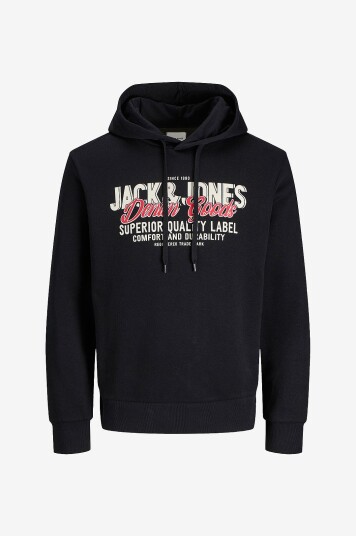 Jack & Jones Hettegenser jjeLogo Sweat Hood 2 Col Svart