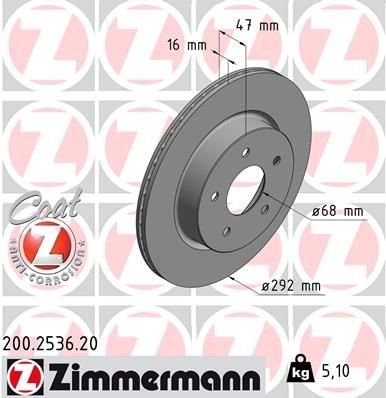 Bremseskive ZIMMERMANN 200.2536.20