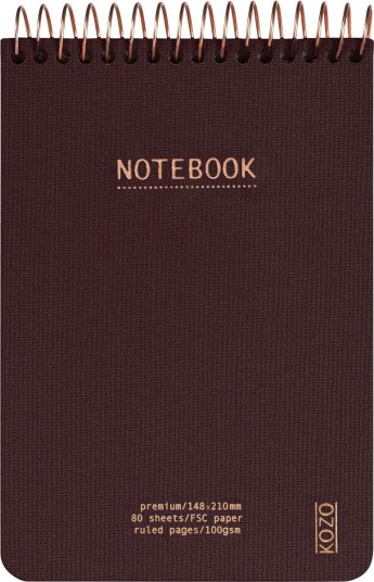 Notatbok m/spiral Kozo Premium A6 Coffee