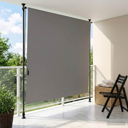 vidaXL Utendørs Rullegardin Lysegrå 120 x 270 cm