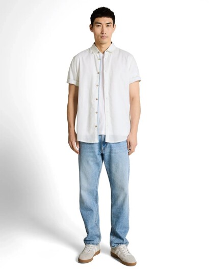 Tom Tailor Cotton Linen Shirt   Blue   L