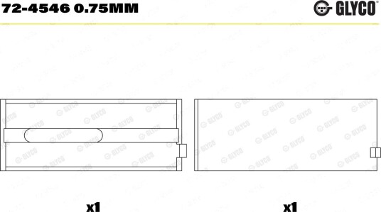 Veivaksellager GLYCO 72-4546 0.75mm