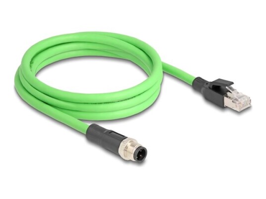 Delock Nettverkskabel 4 Pins M12 Hann Til Rj 45 Hann 2 M 6.5 Mm Sf/Utp D Kodet Grønn 80427