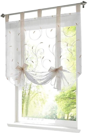 Romersk rullegardin med broderitapet Romerske gardiner Transparent sløyfer Gardin wxh 60x140cm Sand