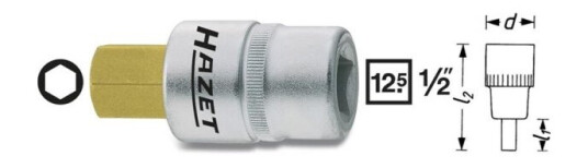Hazet 986-6, 1 Stykker, 25,4 / 2 Mm (1 / 2"), Stål, 6 Cm, 72 G Hazet 986-6, 1 Stykker, 25,4 / 2 Mm (1 / 2"), Stål, 6 Cm, 72 G