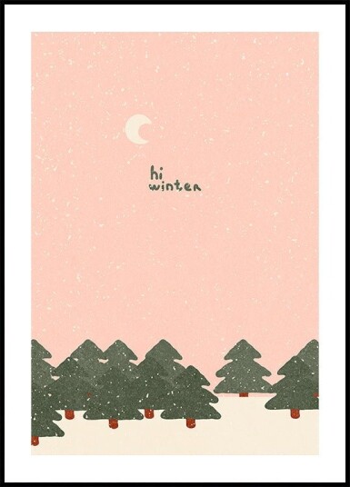 Magical snowfall in the forest. Hello winter Poster Plakat / 30x40cm