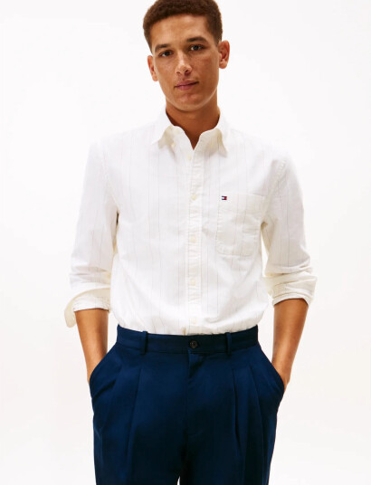 Tommy Hilfiger Heritage Oxford Pin Stripe Shirt - Cream - XXL