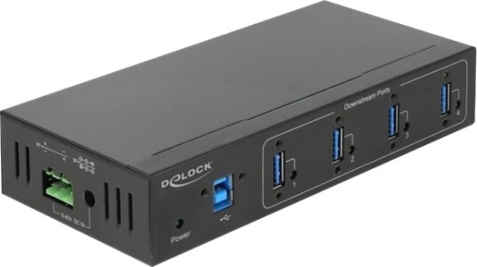 Delock External Industry Hub 4 X Usb 3.0 Type-A With 15 Kv Esd Protection - Hub - 4 X Superspeed Usb 3.0 - Veggmonterbar - Dc-Strøm